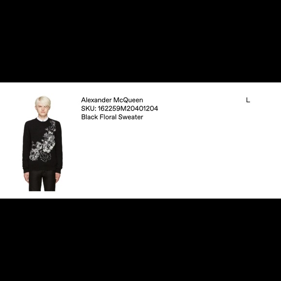 Alexander McQueen black floral Men's sweater - Picture 3 of 7
